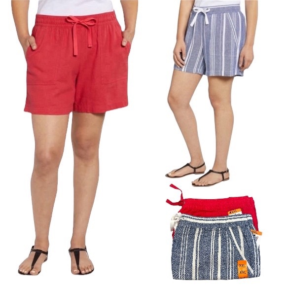 NAUTICA 2 PAIR Ladies Linen Blend Pull On Shorts  - NWT - XXL - Picture 1 of 6